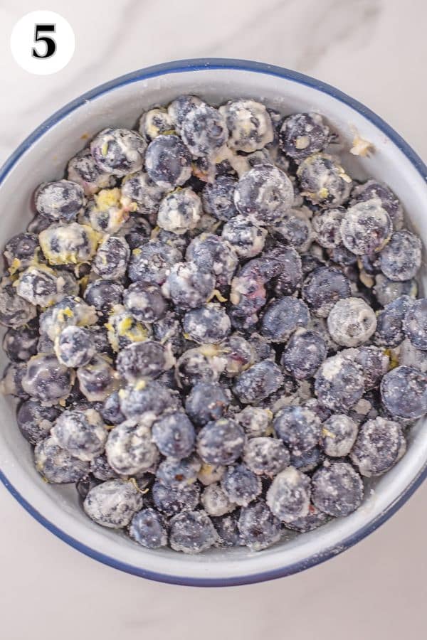 Blueberry galette process photo 5 berry filling ready to add to the pie dough.