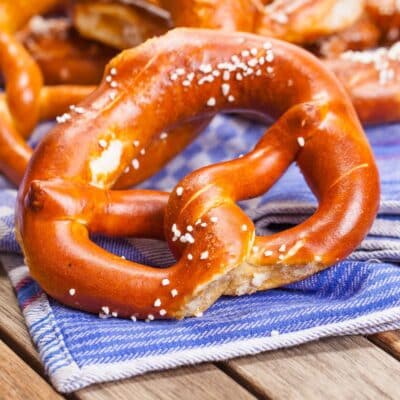 Square image of homemade pretzels.