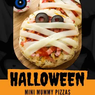 Best mini mummy pizzas pin for all your Halloween parties.