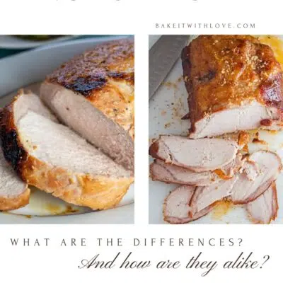 Pin split image with text showing different pork roasts.
