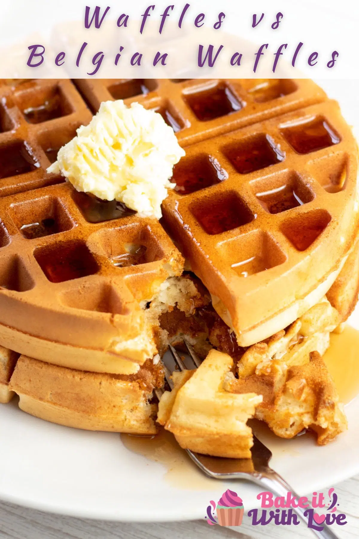 Pin image of waffles with text overlay.