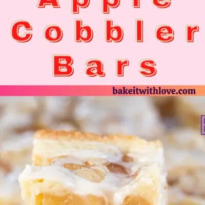 Pin image with text of apple cobbler bars.