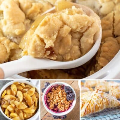 Square image showing collage of apple desserts.