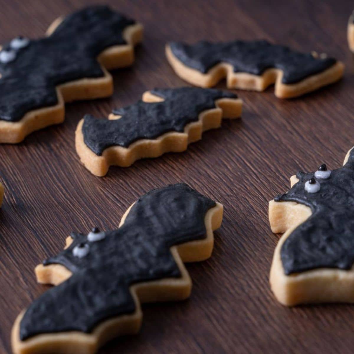 Square image of bat sugar cookies.