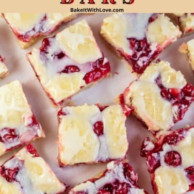 Pin image with text of cherry pie bars.