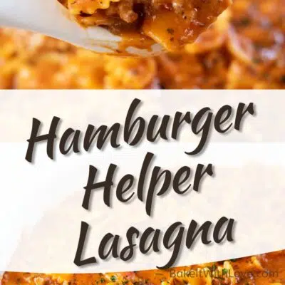 Pin image with text of copycat hamburger helper lasagna.