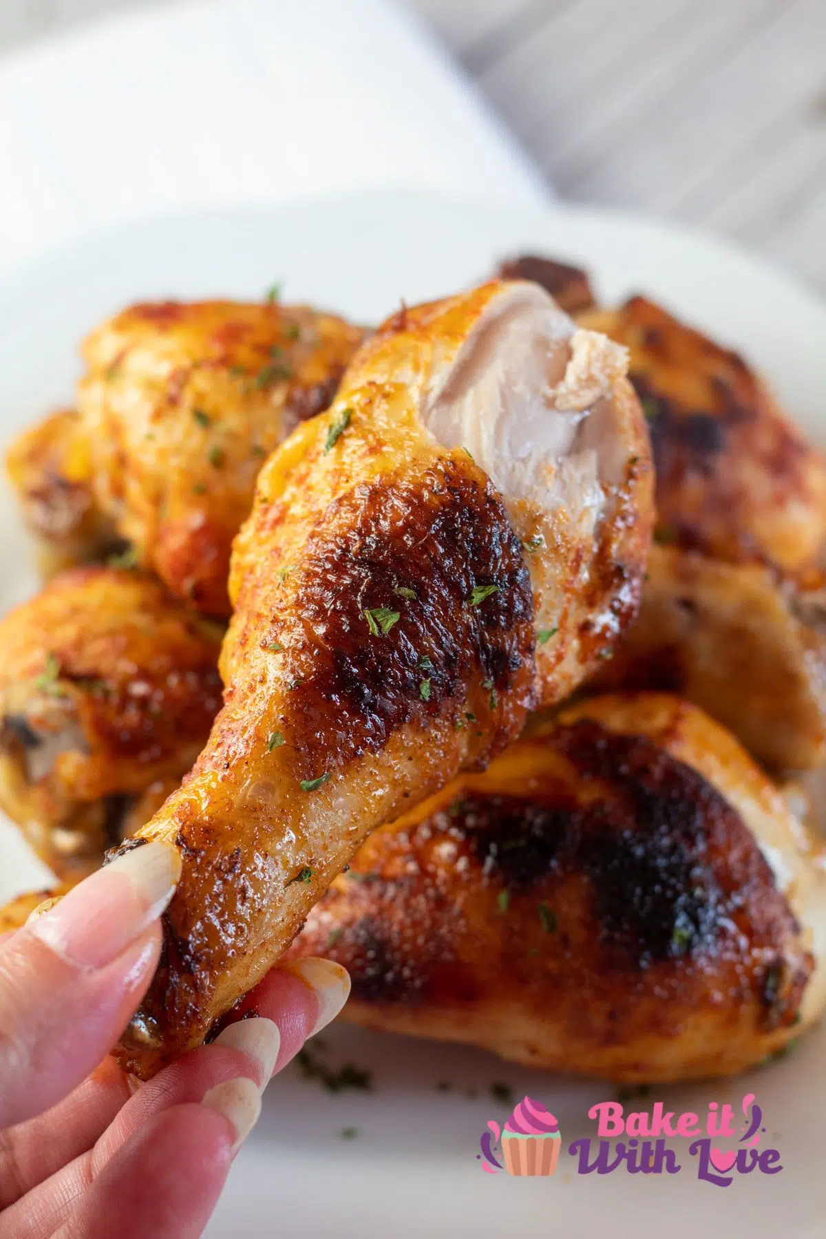 Tall image of instant pot chicken drumsticks.