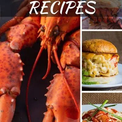 Pin collage image with text showing multiple lobster dishes.