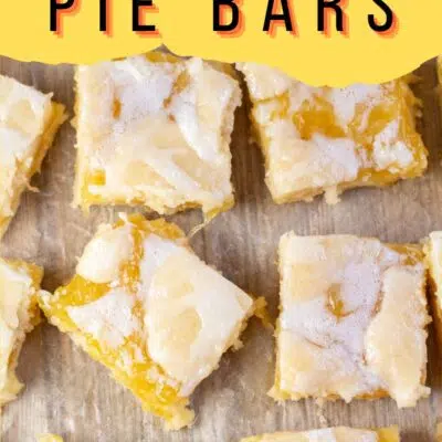 Pin image with text of pineapple pie bars.