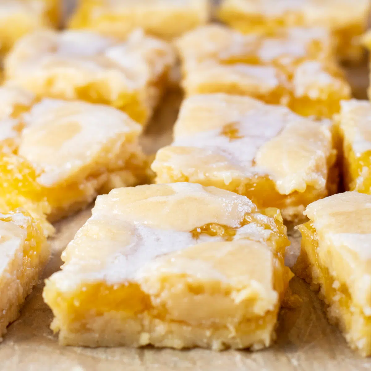 Square image of pineapple pie bars.