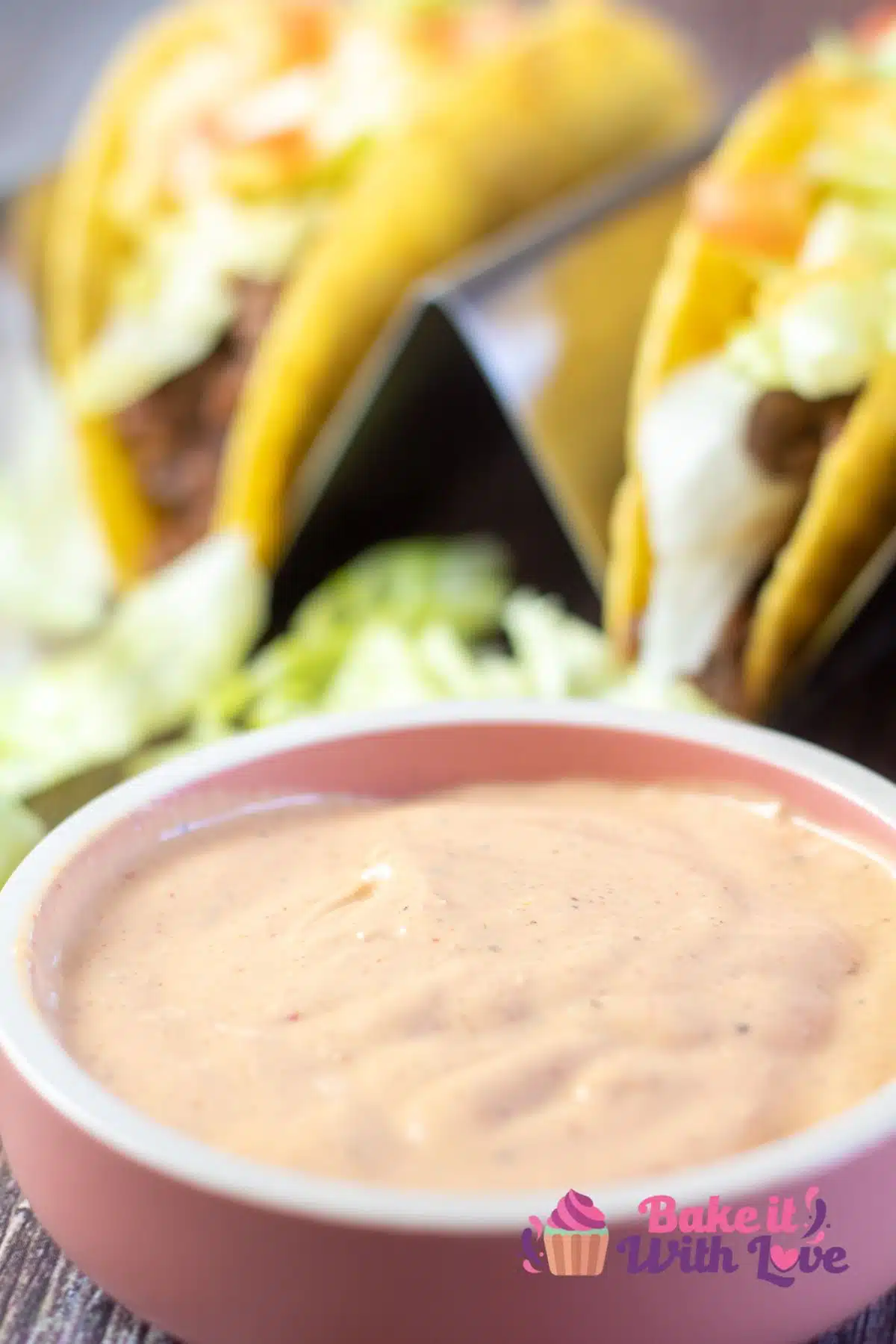 Tall image of taco bell spicy ranchero sauce copycat in a small bowl.