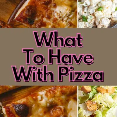 Pin collage image with text of sides for pizza.