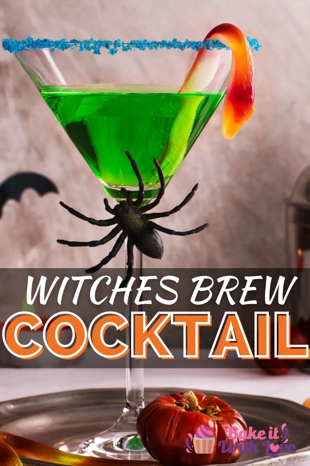 Pin image with text overlay of witches brew cocktail.