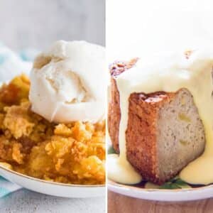 Best apple cake recipes to bake any time of the year featuring two favorite recipes side by side.