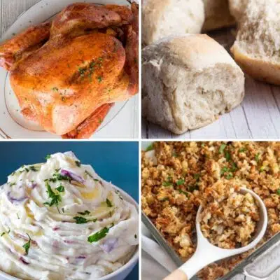 Buffet style Thanksgiving dinner menu ideas to feed a crowd easily.