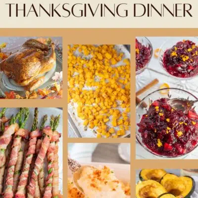 Best elegant Thanksgiving dinner menu ideas pin with collage and text title.
