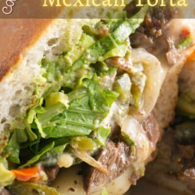 Best Mexican torta carne asada beef sandwich pin with text overlay.