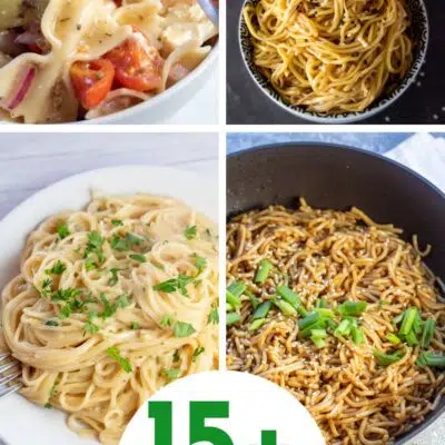 Best pasta side dishes pin featuring 4 images in a collage with text title.