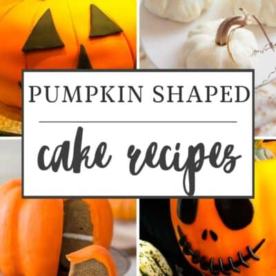 Best pumpkin cake recipes pin featuring 4 pumpkin shaped cakes to bake this Halloween.