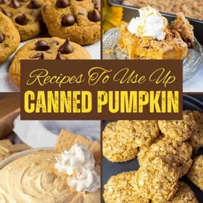 Best recipes that use up canned pumpkin puree pin with collage and text title.