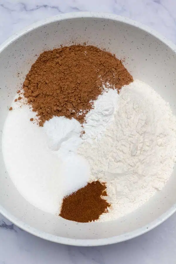 Process image 1 showing dry ingredients in a mixing bowl.