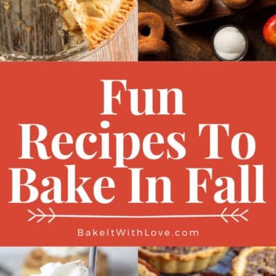 Pin collage image with text showing fall recipes.