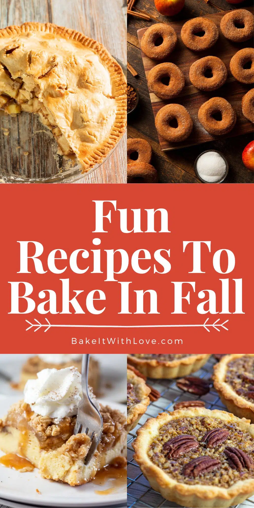 Pin collage image with text showing fall recipes.