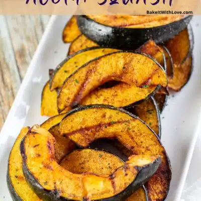 Pin image with text of grilled acorn squash.