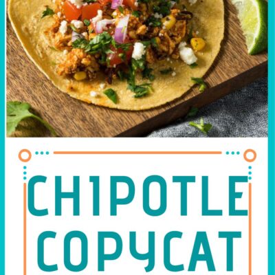 Pin image of chipotle copycat sofritas on a cutting board.