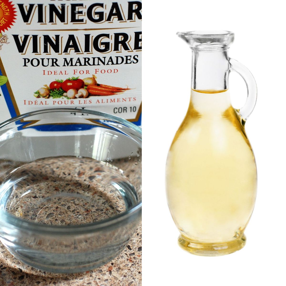 White Vinegar & White Wine Vinegar split image.