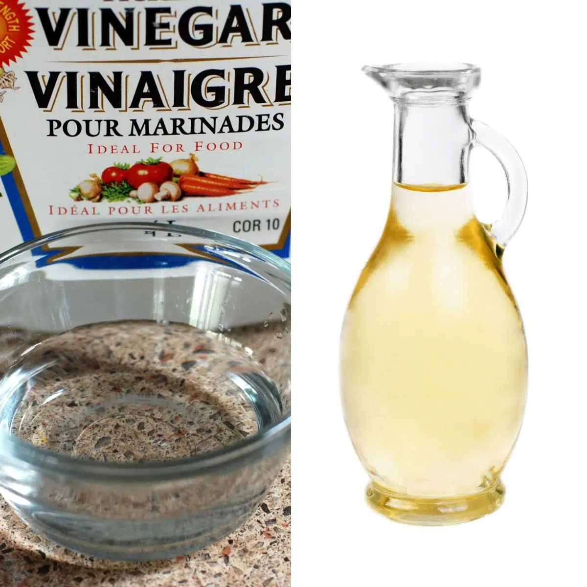 White Vinegar & White Wine Vinegar split image.