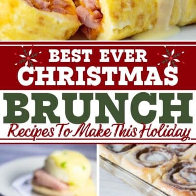 Best Christmas brunch recipes pin featuring 3 family favorites and a text title banner.
