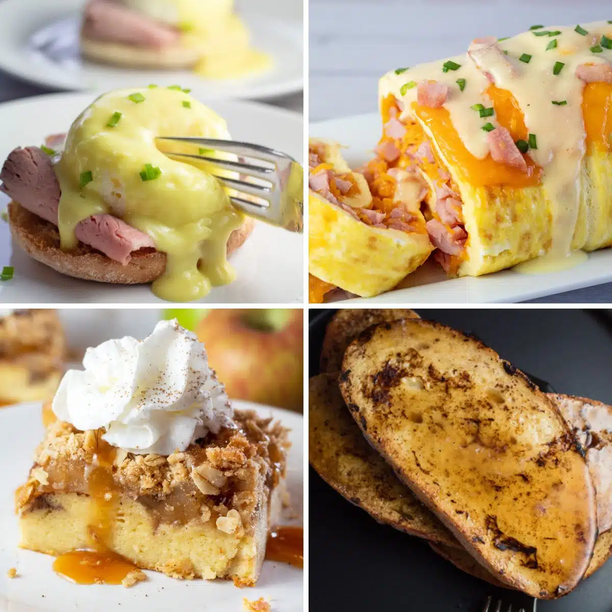 Best Christmas brunch recipes to make featuring 4 family favorites in a collage.
