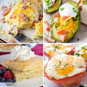 Best Thanksgiving breakfast recipes to make featuring a 4 image collage of family favorite breakfast ideas.