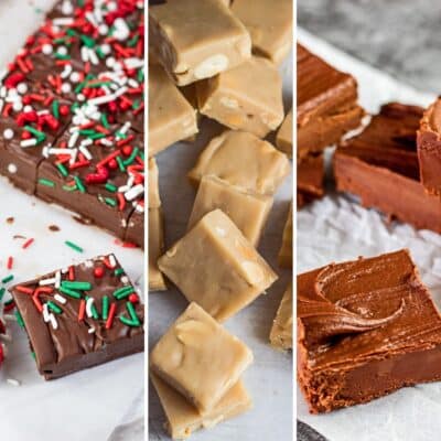 Best Christmas fudge recipes to make for holiday parties and gift baskets, topped with festive sprinkles.