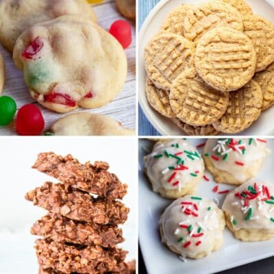 Melhores biscoitos que congelam bem para fazer com antecedência ou armazenar com 4 receitas em uma imagem quadrada de colagem.