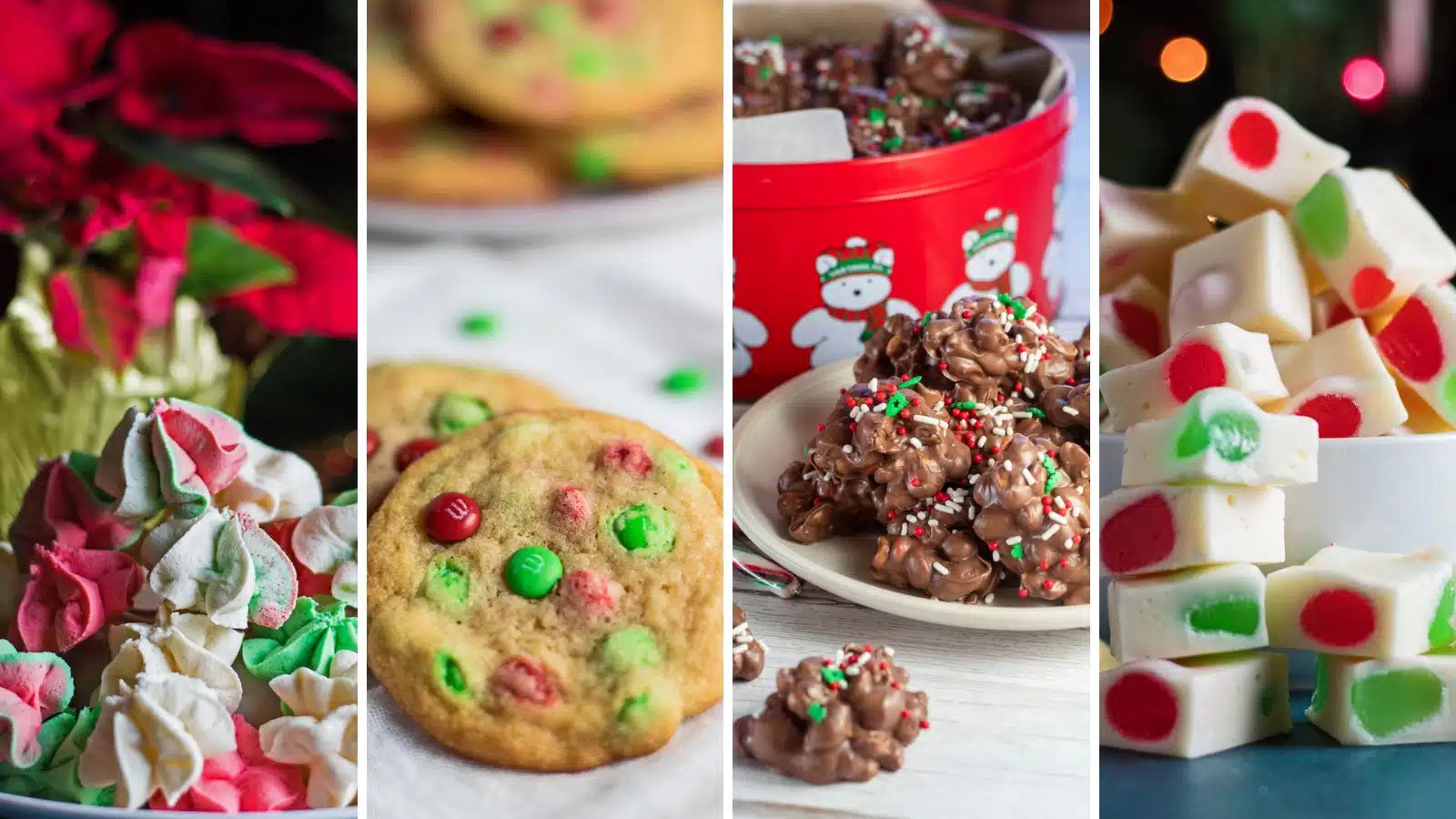 4 Easy Christmas desserts in a side-by-side collage image.
