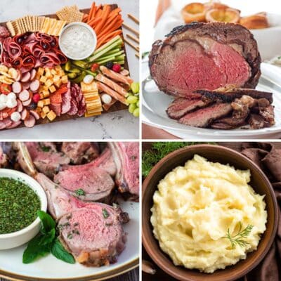 The best easy Christmas dinner menu ideas to make featuring 4 tasty recipes in a collage.