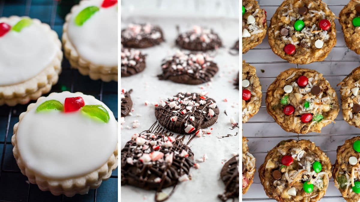 Cómo organizar una fiesta de intercambio de galletas con deliciosas galletas como estas galletas navideñas de vaquero, galletas imperio y galletas de chocolate con menta.