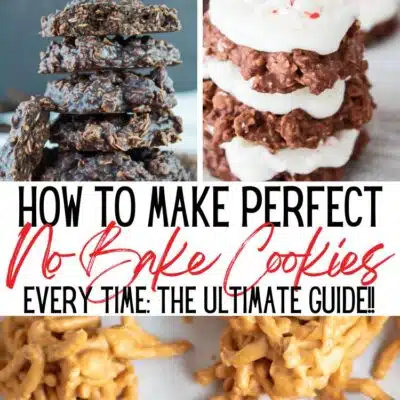 How to make no bake cookies pin featuring 5 tasty recipes with text title.
