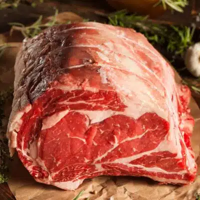 How To Safely Thaw Prime Rib Roast like this boneless prime rib roast on parchment paper.