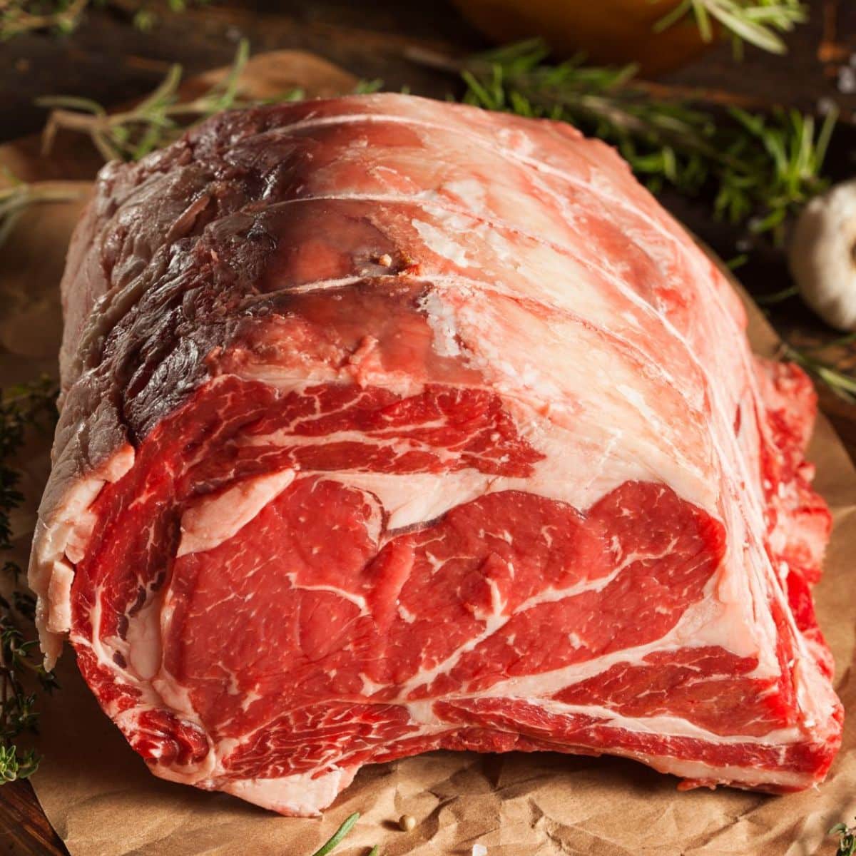How To Safely Thaw Prime Rib Roast like this boneless prime rib roast on parchment paper.