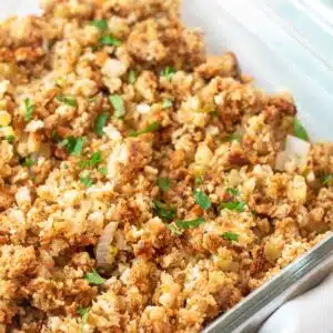 How to freeze stuffing for making in advance or storing leftovers.