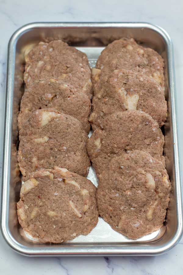 Process image 3 showing sausage mix formed into patties.