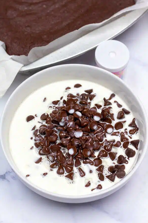 Process image 11 showing milk and chocolate chips in a bowl.