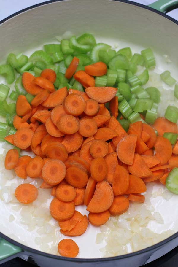 Process image 2 showing added carrots and celery.