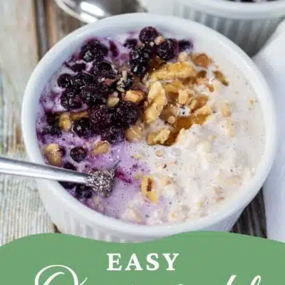Pin image with text of overnight oats with yogurt.