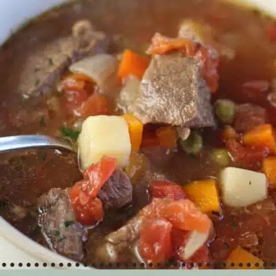 Pin image of a bowl of vegetable beef.