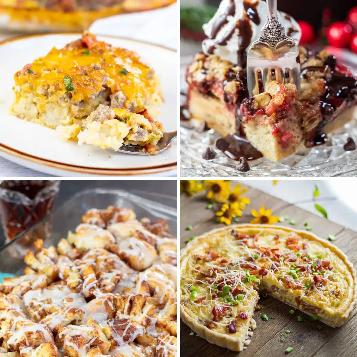 Best breakfast casserole recipes to make including these 4 tasty examples like quiche, french toast casseroles, and more.