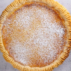 Square image showing buttermilk pie.